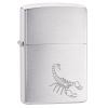 Зажигалка Zippo Scorpion с покрытием Brushed Chrome,латунь/сталь, серебристая, 38x13x57 мм