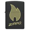 Зажигалка Zippo Logo and Flame с покрытием Black Matte, латунь/сталь, черная, 38x13x57 мм